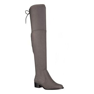 NWT CHARLES Womens Gray Drawstring Round Toe Stacked Heel Dress Boots 7